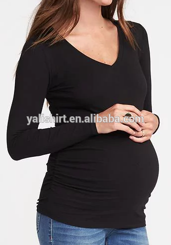 custom wholesale cheap blank v neck maternity long t shirts