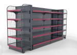 Metal Supermarket Gondola Shelving , Heavy Duty Commercial Display Racks