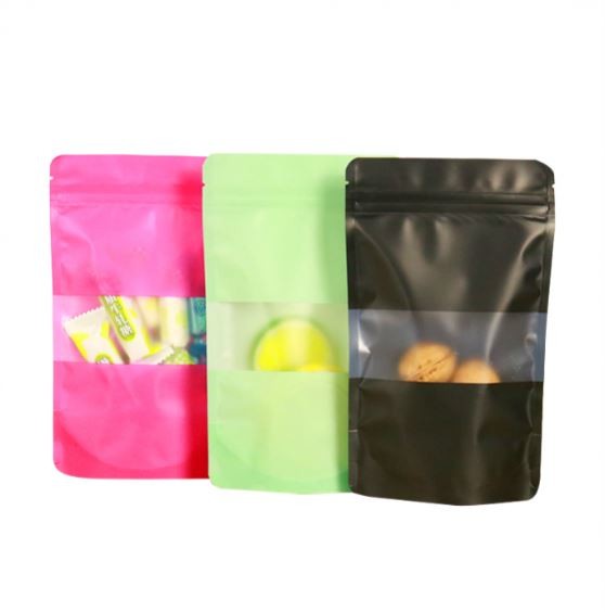 Stand up Black Heat Seal Food Grade Zip Plastic Bags for Nut Snack