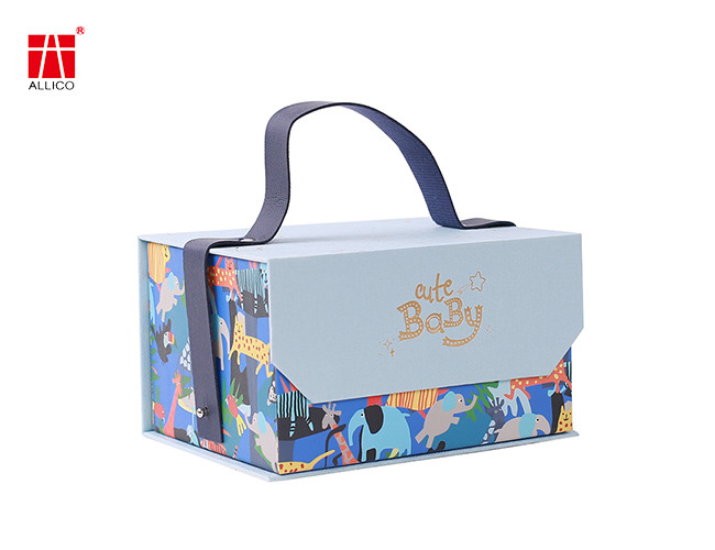 Hot Stamping Perfume Cardboard Gift Boxes , Carry Handle ALLICO 20cm Gift Box