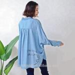 Women Plus Size Denim Blouses And Tops With Long Sleeves OEM Service