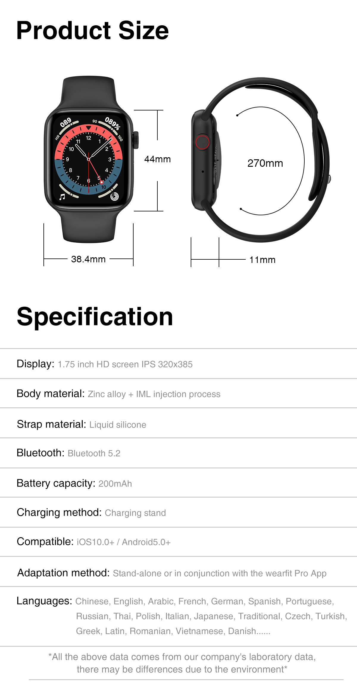 1.75 Inch BT Call Custom Wallpaper Waterproof Ip68 Smartwatch