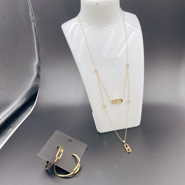 High Polish Newest Gold Color Stainless Steel Earring ,Necklace , Bracelet Sets