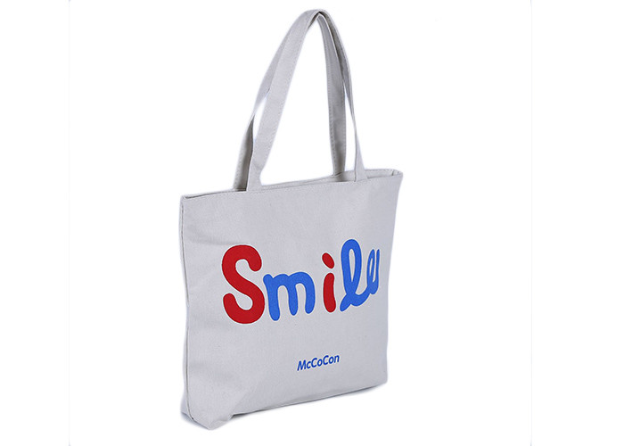 Polyester White Large Canvas Tote Bags Foldable With Zipper For Students