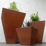 Polygonal Outdoor Metal Planter Rusted Steel Planter Boxes For Flower
