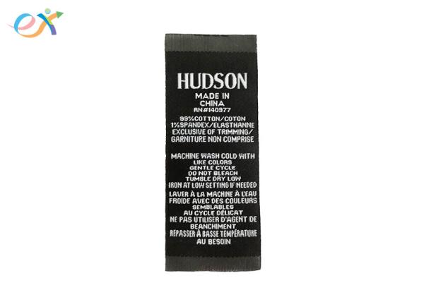 Buy cheap Black Label White Words Clothing Brand Labels Polyester Fabric Straight Cut from wholesalers