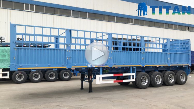 TITAN 4 Axle 80Ton Fence Cargo Trailer with Fence Cargo Semi Trailer