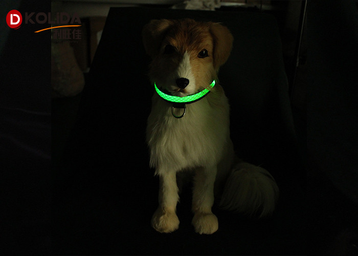 Nylon Webbing Adjustable Luminous LED Dog Collar For Easy Walking 2.5cm/1" X 31-41cm