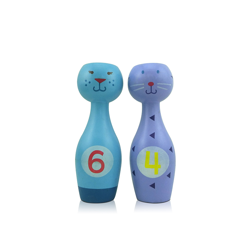 Customized cute animal wooden bowling ball toy parent-child interactive early education toy