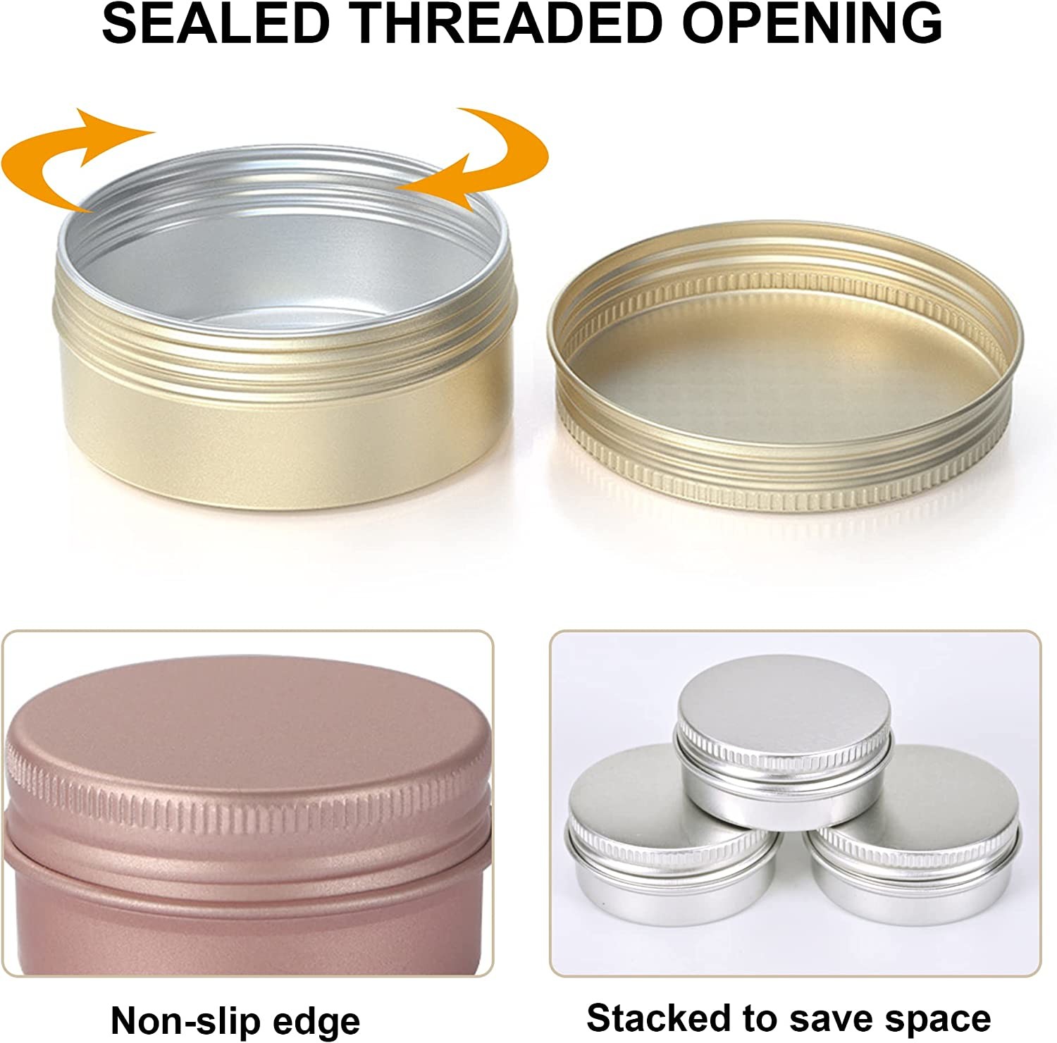 5g 15g 20g 25g 30g 50g Screw Jar Containers Aluminum Silver Metal