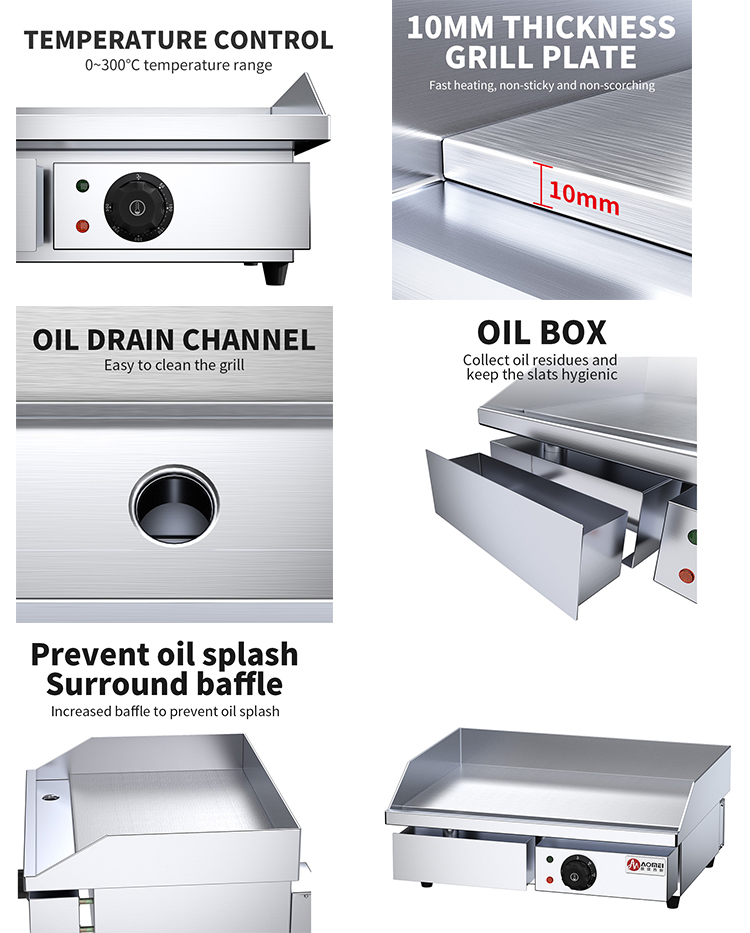 Kitchen Equipment Cast Iron Electric Grills and Electric Fryers for Teppanyaki Grill