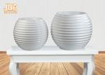 Portable Round Glossy White Fiberglass Flower Pots Vase Frosted Finish