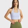 Buy cheap Halter Neck Womens Sports Bra Sexy Pleated Back Crop Tops With Removable Pad from wholesalers