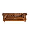 Buy cheap Retro Vintage Three Seater Leather Sofa With Brass Nails / Leather Buttons from wholesalers
