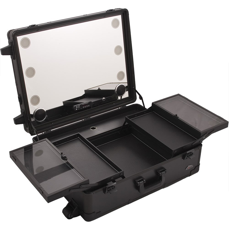 Aluminum Led Makeup Case Multimedia Bluetooth FM System With Speakers