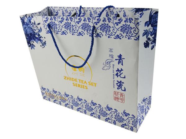 Blue Color Printing Logo Gold Hot Stamping Customized Size OEM Design Paper