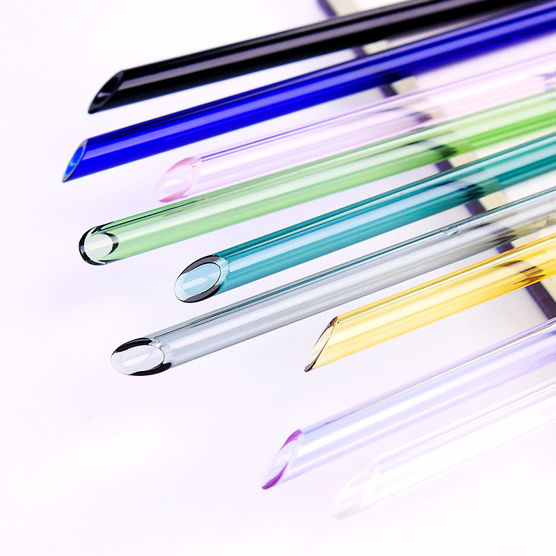 Personalized Bent Glass Drinking Straws , Pyrex Glass Drinking Straws