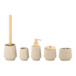 Wooden Pump Head Sand Stone Bath Accessories Sets with Round Shape and Ribbed