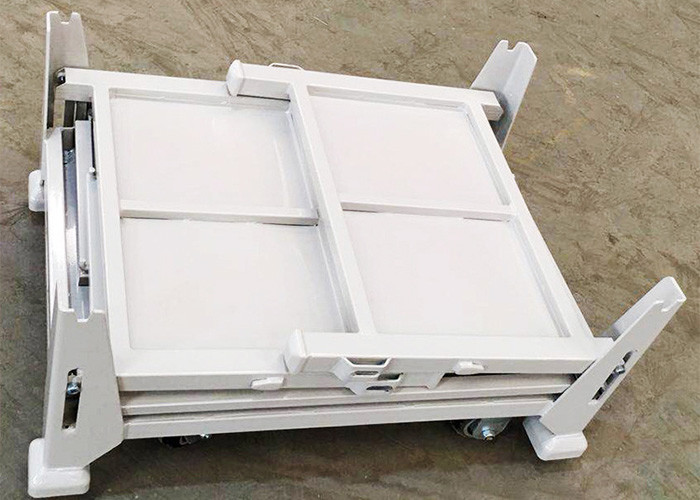 500Kg White Metal Pallet Cage Warehouse Stillages Trolley With Wheels