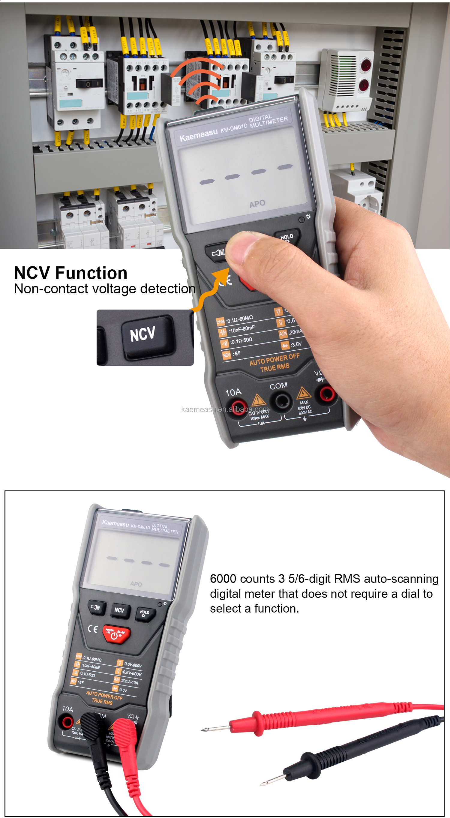 Auto-ranging Multimeters 3 5/6-digit DC/AC True-rms Digital Multimeter With Ncv Multimeter Tester