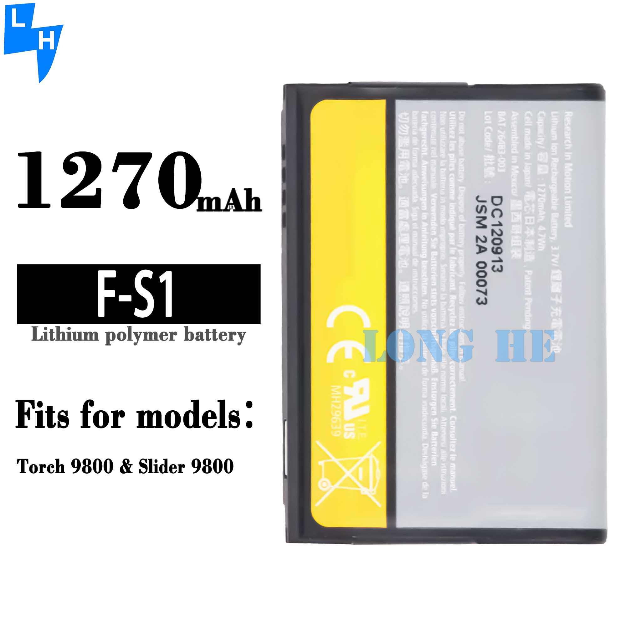 F-S1 OEM Mobile Phone Battery for BlackBerry Torck 9800 Slider STL100 Dual IC Protection