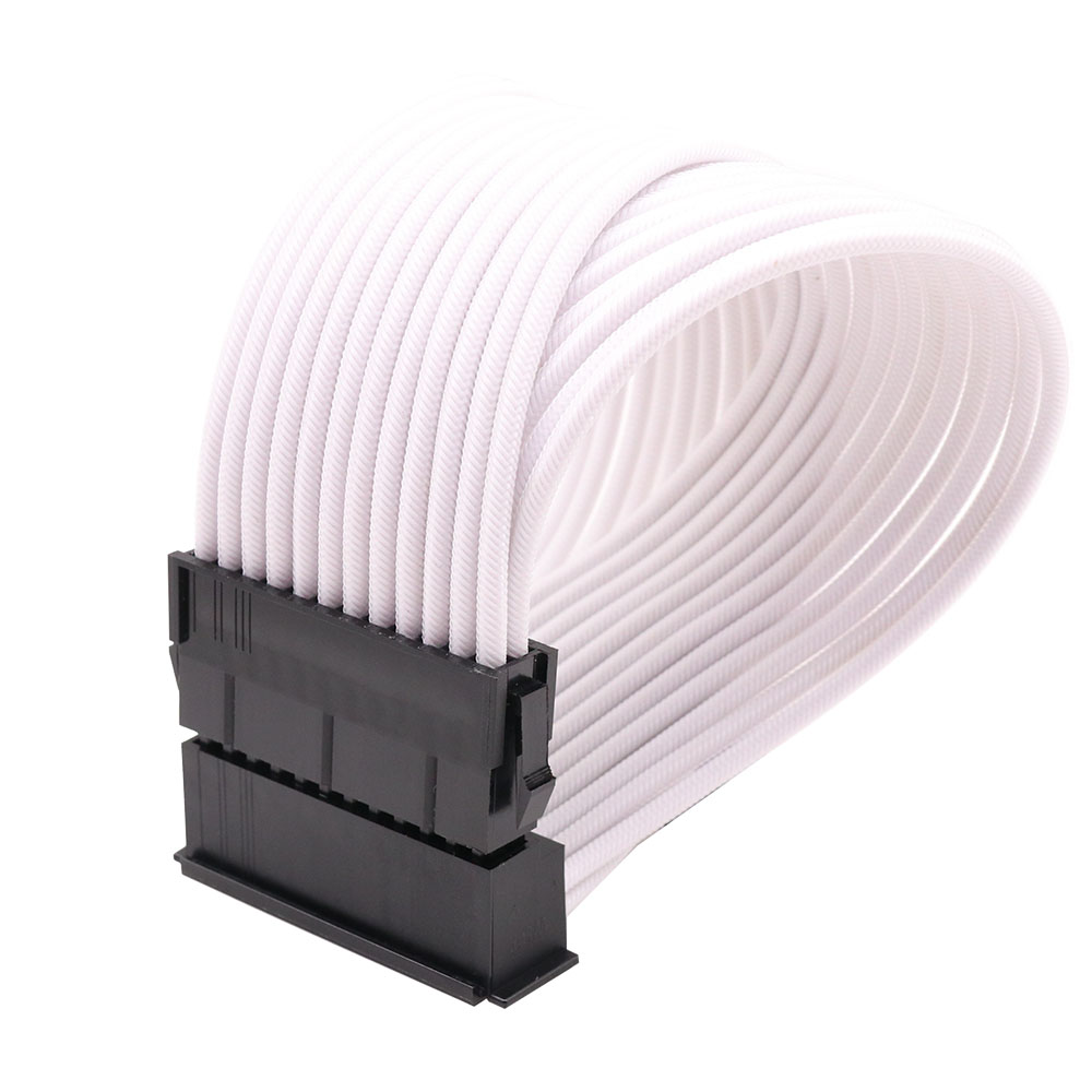 Wholesale 90 Degree Bradided Sleeved 24pin Connector 16 Awg PSU Wire Harness ATX Female to Male Elbow Data Cable Computer