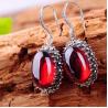 Buy cheap Vintage Sterling Silver Oval Red Cubic Zirconia Dangle Earrings (E12034) from wholesalers