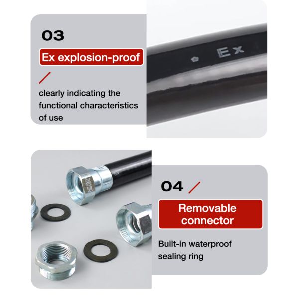 BNG Series Explosion Proof Flexible Conduit Hose Carbon Steel Rubber Construction for Hazardous Areas