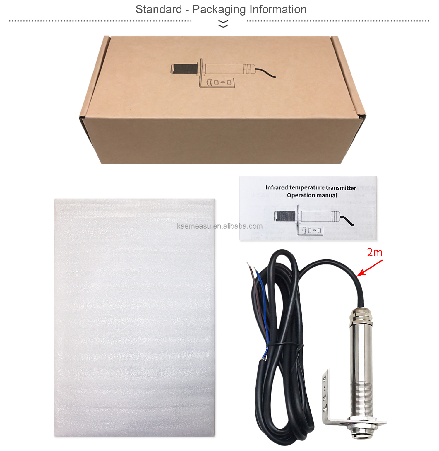kaemeasu Durable Thermocouple Temperature Transmitter 4~20mA Output Industrial Pyrometer -50~300℃