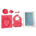 BPA Free Silicone Baby Feeding Set Strawberry Shape Bowl Spoon Bib Set
