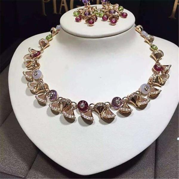 Buy cheap Luxury jewelry Factory B Colored gemstone necklace 18k gold white gold yellow gold rose gold diamond necklace from wholesalers