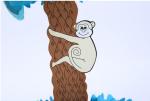 Creative Paper Foliage Monkey on Tree Decoration, Handmade Traditional Paper