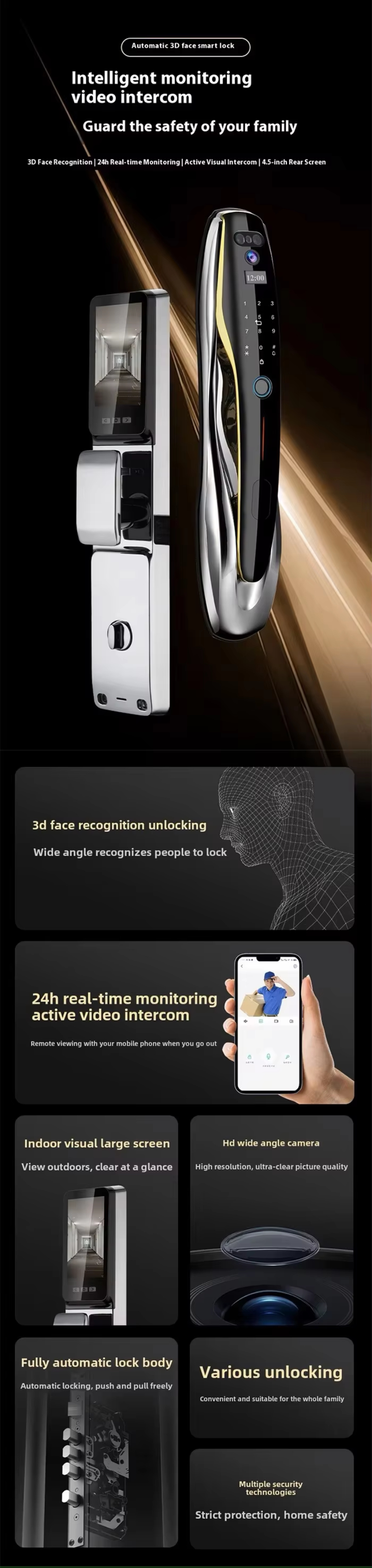 Tuya Automatic Door Locks Wifi 6068 Mortise Electronic Smart Door Lock