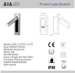 hotel led flexible arm book reading wall light/led reading light 12v/headboard