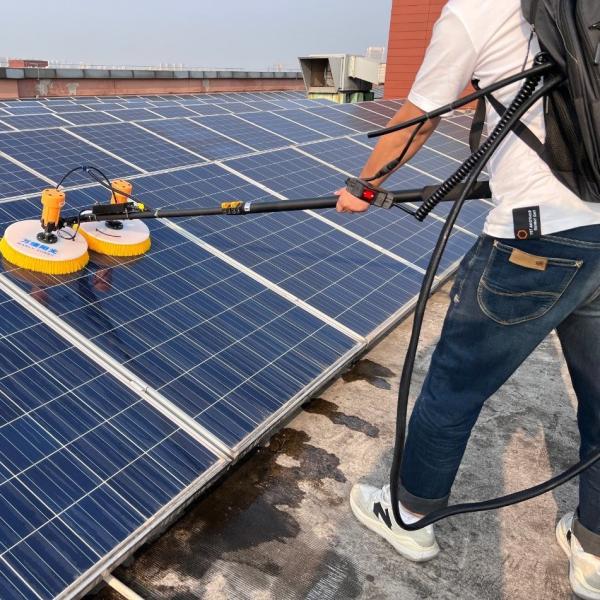 Buy cheap Convenient Solar Panel Cleaning Brush Double Spin Heads with Backpack Battery Power from wholesalers