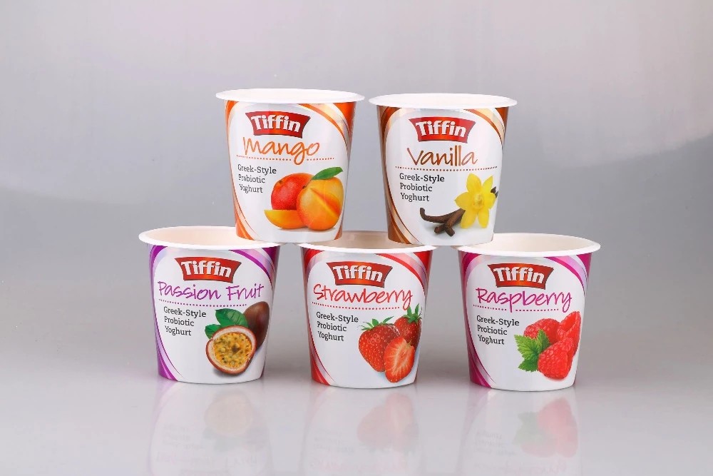 Yogurt Cup Iml Plastic Containers Ice Cream Packaging With Spoon