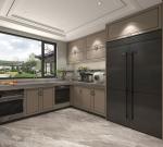 New Chinese Style Teak Wood Grain Kitchen Cabinet U Shaped Kitchen Units Easy