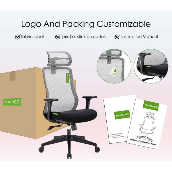 Office Furniture High Back Flip up Armrest Ergonomic Swivel Executive Computer Staff Mesh Chairs for Office Work Easy Control