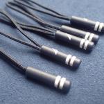 Black Rubber Debossed logo Zipper Slider Puller For Garment