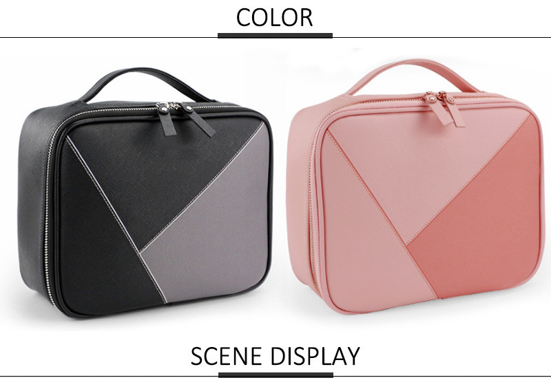 Water Repellent Double Zipper Women PU Makeup Bag Case