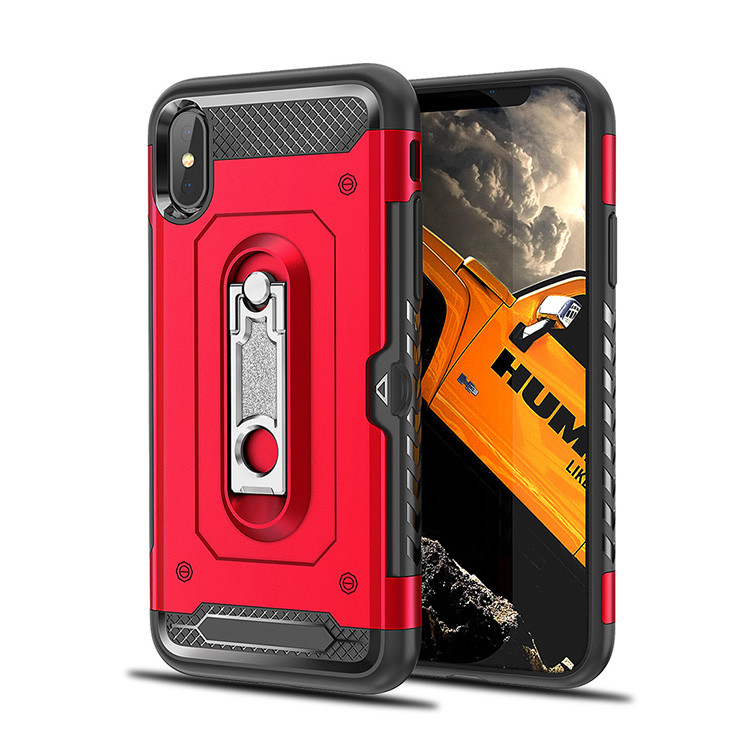2 in 1 PC+TPU Color Red Black Kickstand Armor Case Back Cover For IphoneXS IphoneXR IphoneXS MAX Iphone8 Iphone8 Plus