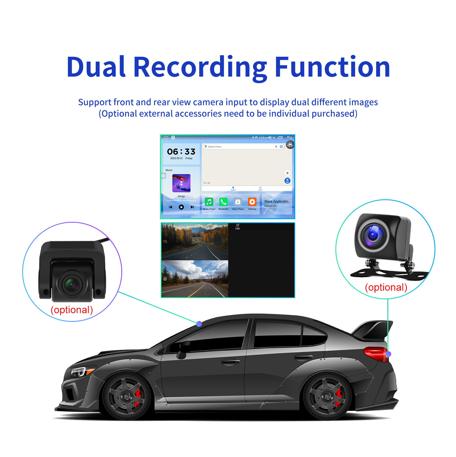 9" Touch Screen Android 12 Car Multimedia Player with GPS Navigation Multi Language