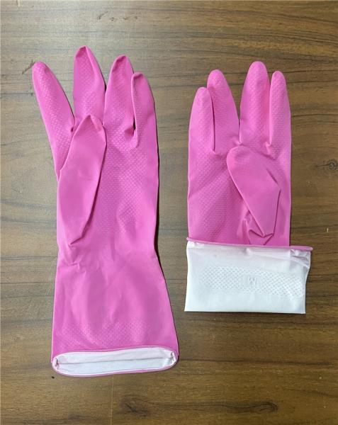 Buy cheap Spray Flocklined Pink Household Latex Gloves For Dishwashing from wholesalers