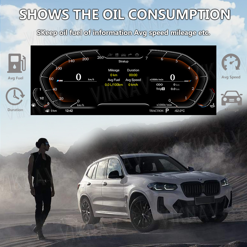 Viknav For BMW X3 X4 X5 X6 (2010-2019) 12.3 inch Car Digital Dashboard Panel Virtual Instrument Cluster LCD Speedometer