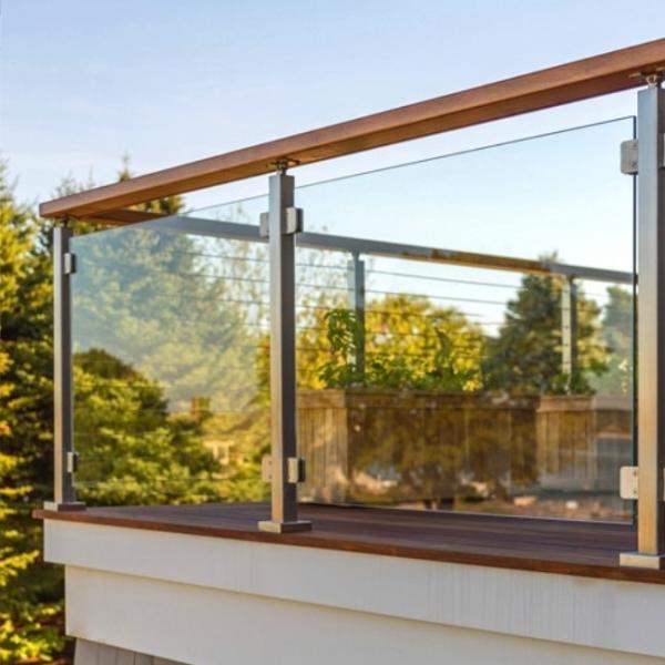 Buy cheap Flat And Curved Tempered Glass Balcony Railing High Safety Decking Balustrade Handrail Stainless Steel Glass Stair Railing from wholesalers