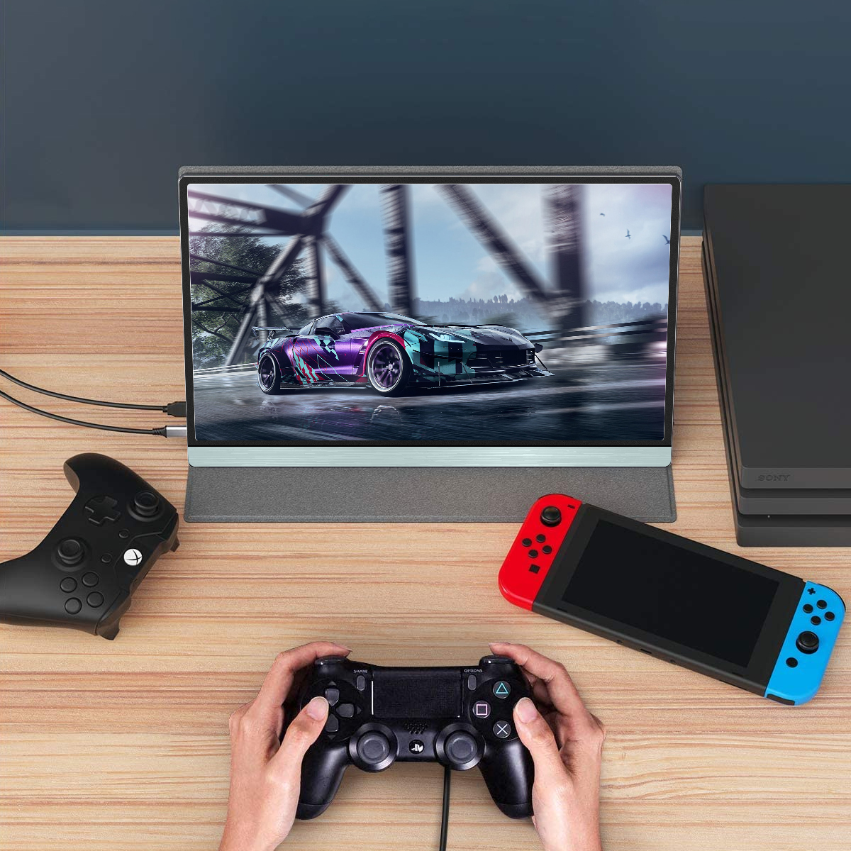 Portable Gaming Monitor for Laptop PS5 13.3 inch 1200 1 Contrast Ratio 100% sRGB Color Gamut and HD USB Type-C Interface