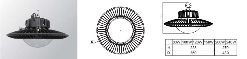 3030 SMD UFO LED High Bay Light 150W IP65 For Warehouses / Workshop
