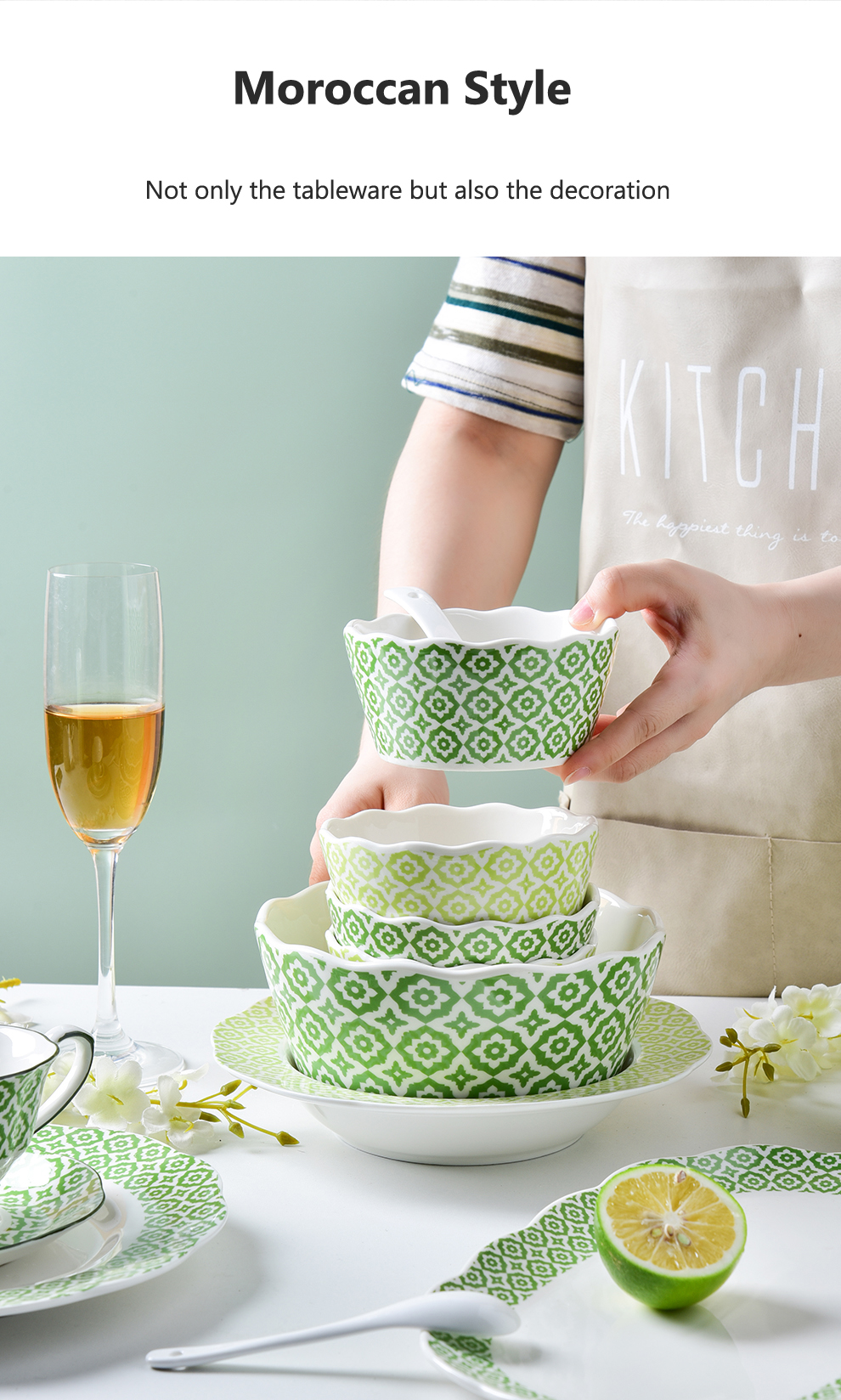 Technique Under Glazed Ceramic Moroccan Dinnerware Set For Exquisite Table Setting