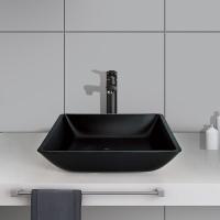 Buy cheap Washroom Matt Black Basin Square Vessel Sink 400mm Tempered Glass product