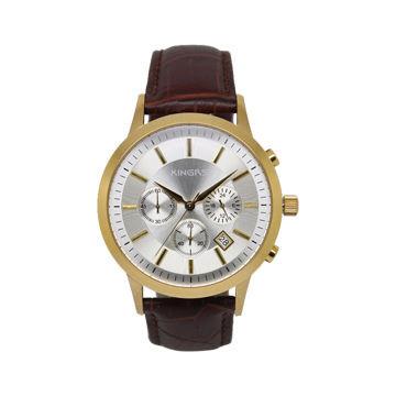 Stainless Steel Back Watch / Genuine Leather Watch With Power Reserve , Logo